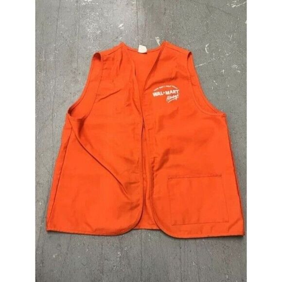 Vintage Walmart Employee Uniform Store Vest Orange "Always" Size Large - Picture 1 of 9